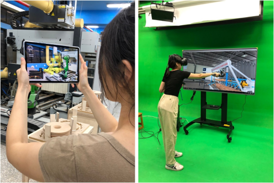 Figure 5. Two distinct training frameworks: AR on the left, tailored for the school’s small-batch production environment, and VRon the right, designed for large-scale production environments in Vietnam.